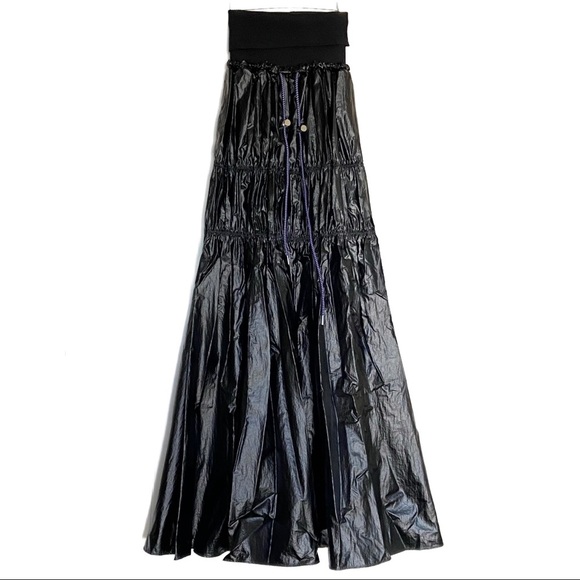 DIESEL O-LIN Tiered Nylon Drawstring Maxi Skirt - Picture 6 of 9